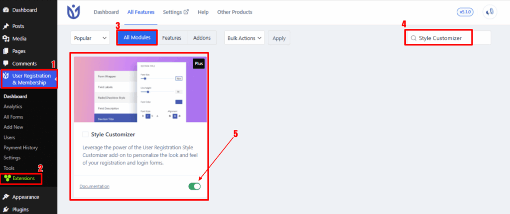 Enable Style Customizer Addon