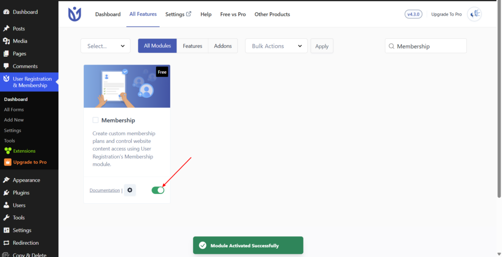 Enable Membership Addon
