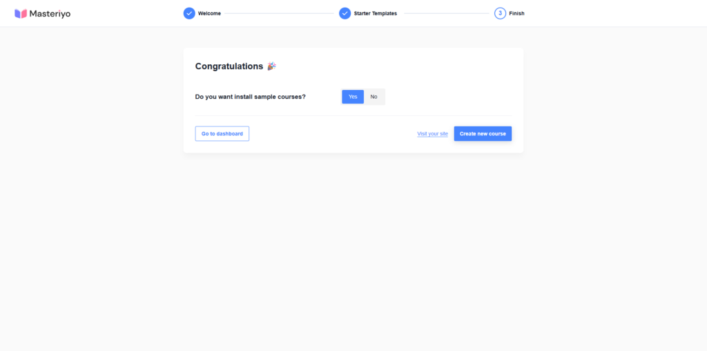 install sample courses in masteriyo?